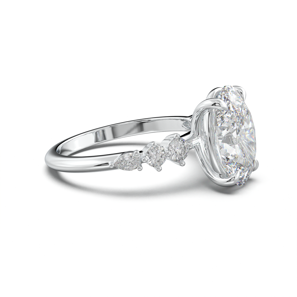 Oval Pear-Accent Engagement Ring