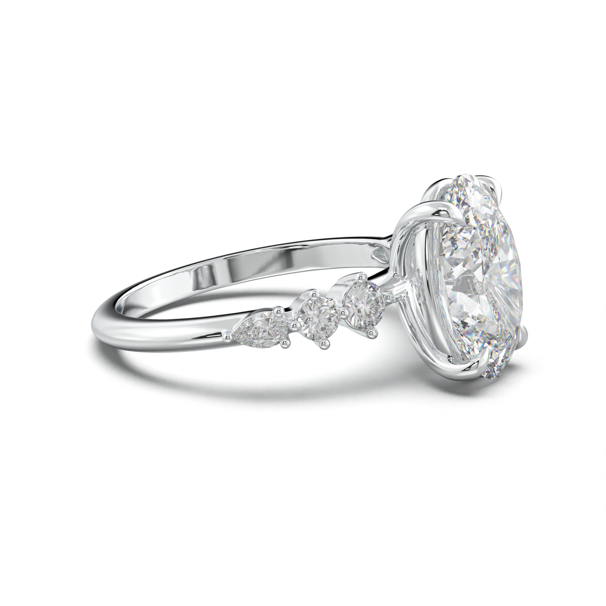Oval Pear-Accent Engagement Ring