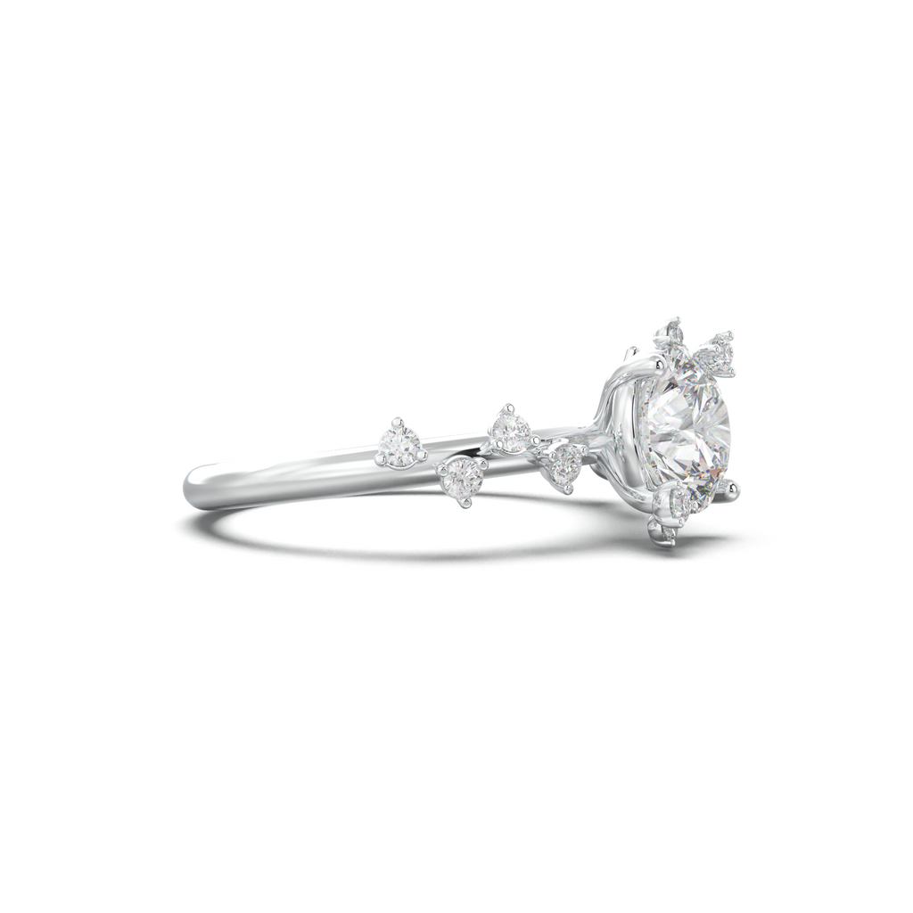Round Botanical Accent Engagement Ring