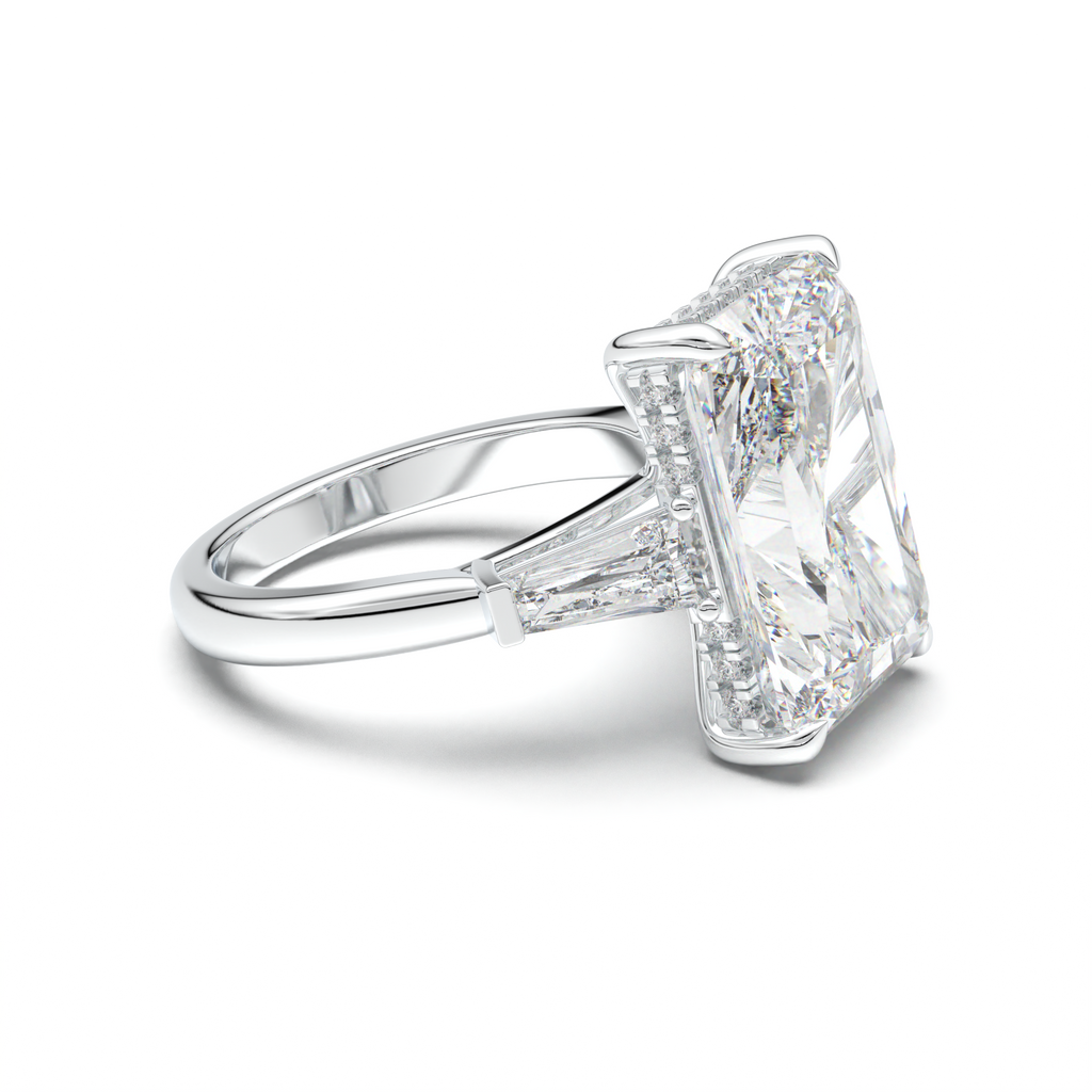 Radiant Baguette Hidden Halo Engagement Ring