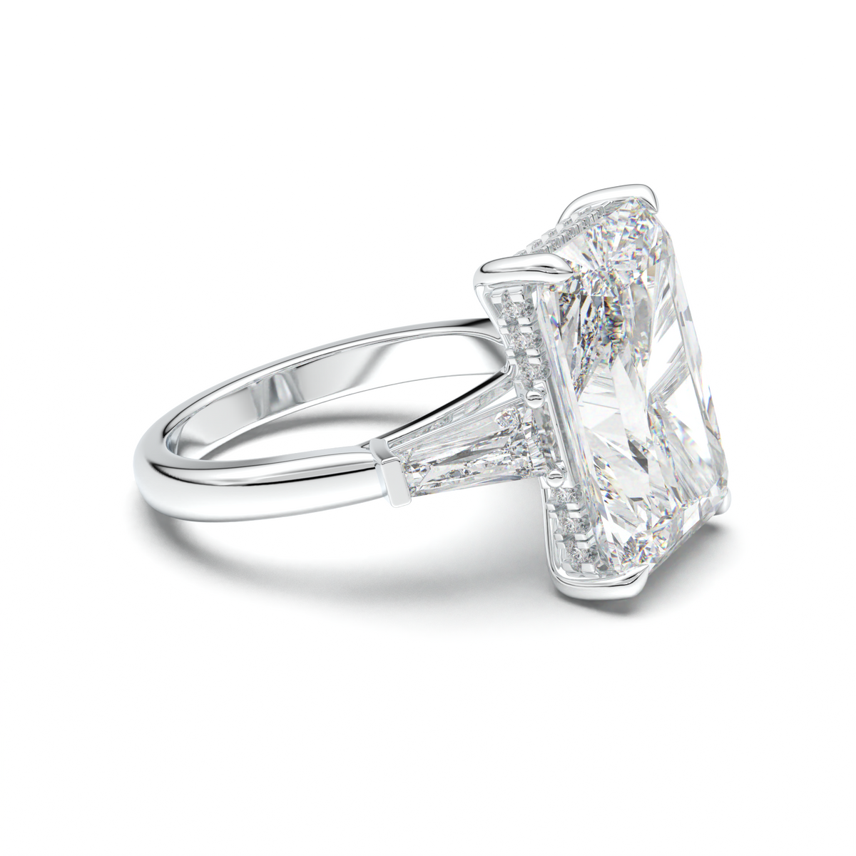 Radiant Baguette Hidden Halo Engagement Ring