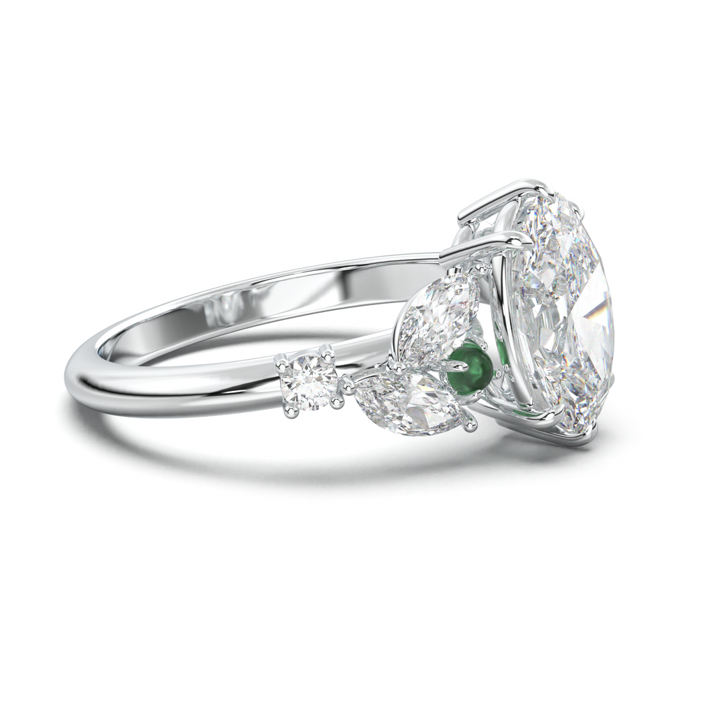 Oval Marquise-Accent Engagement Ring