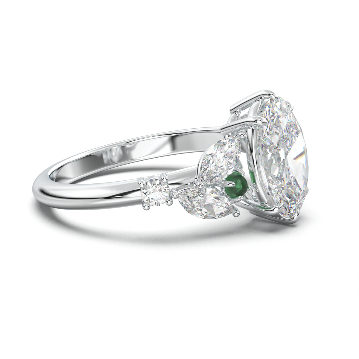 Oval Marquise-Accent Engagement Ring