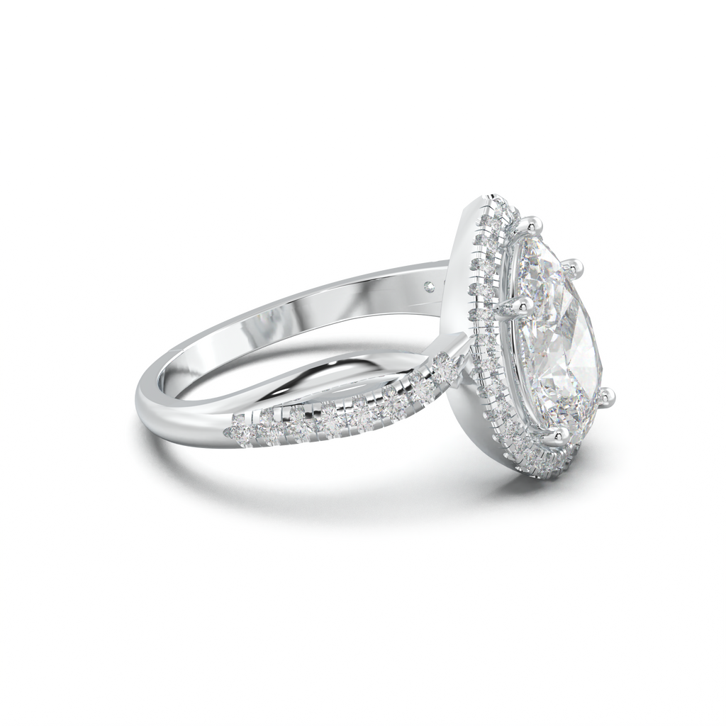 Pear Halo Twisted Pavé Engagement Ring
