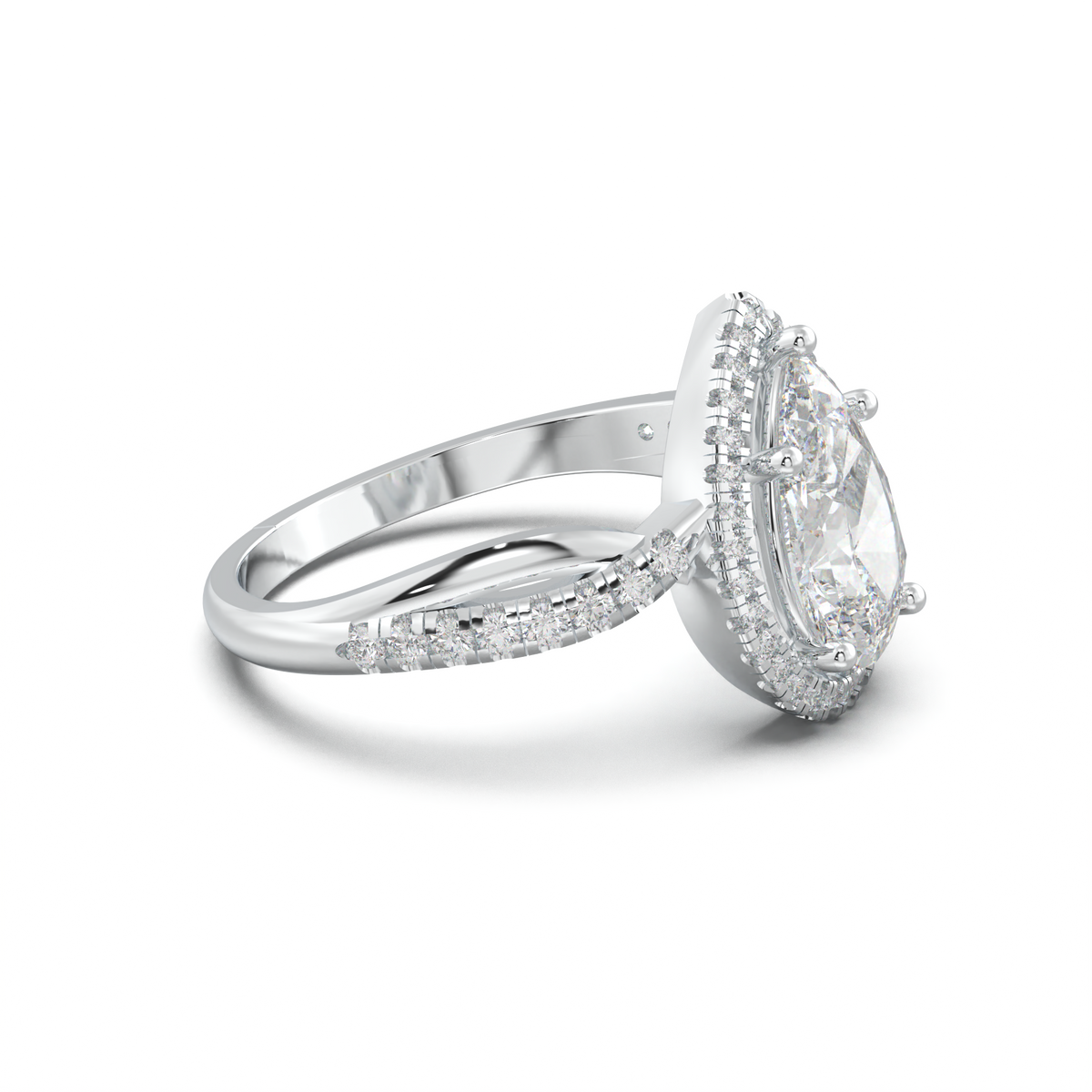 Pear Halo Twisted Pavé Engagement Ring