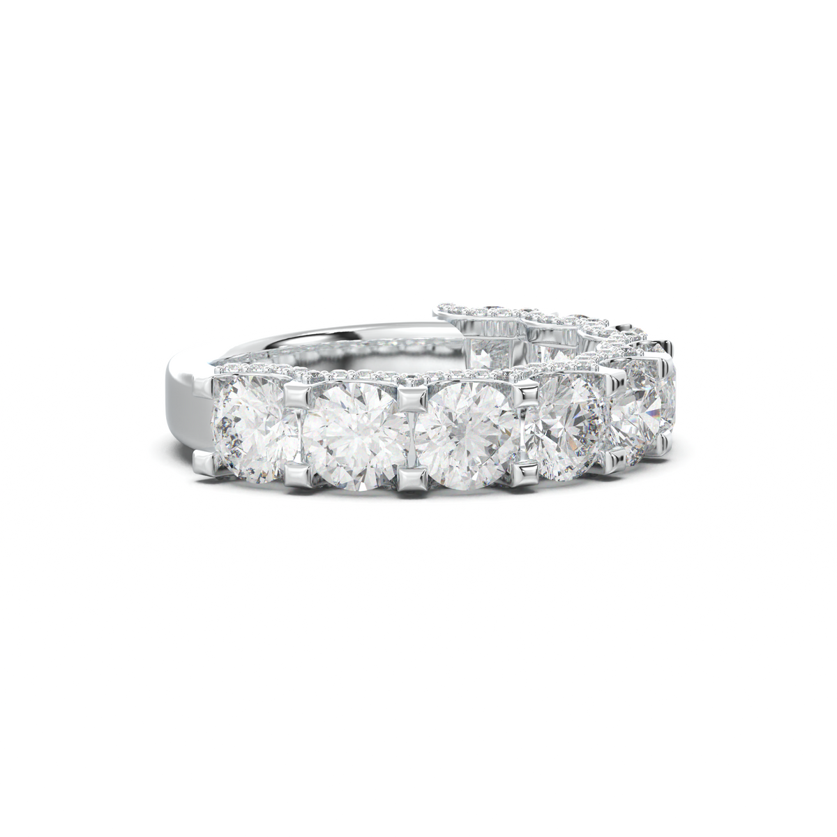 Round Diamond Pavé-Edge Wedding Band