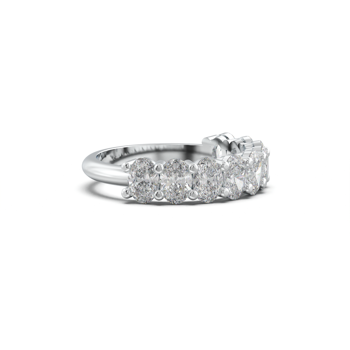 Nine-Oval Half-Eternity Wedding Band