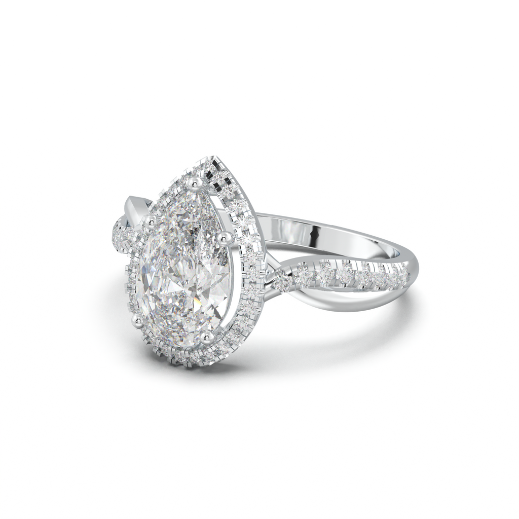 Pear Halo Twisted Pavé Engagement Ring