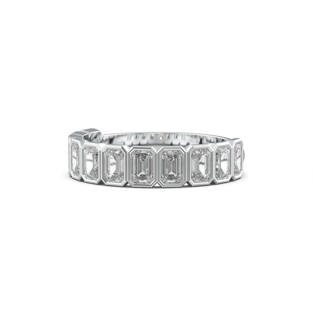 Emerald Bezel Half-Eternity Wedding Band