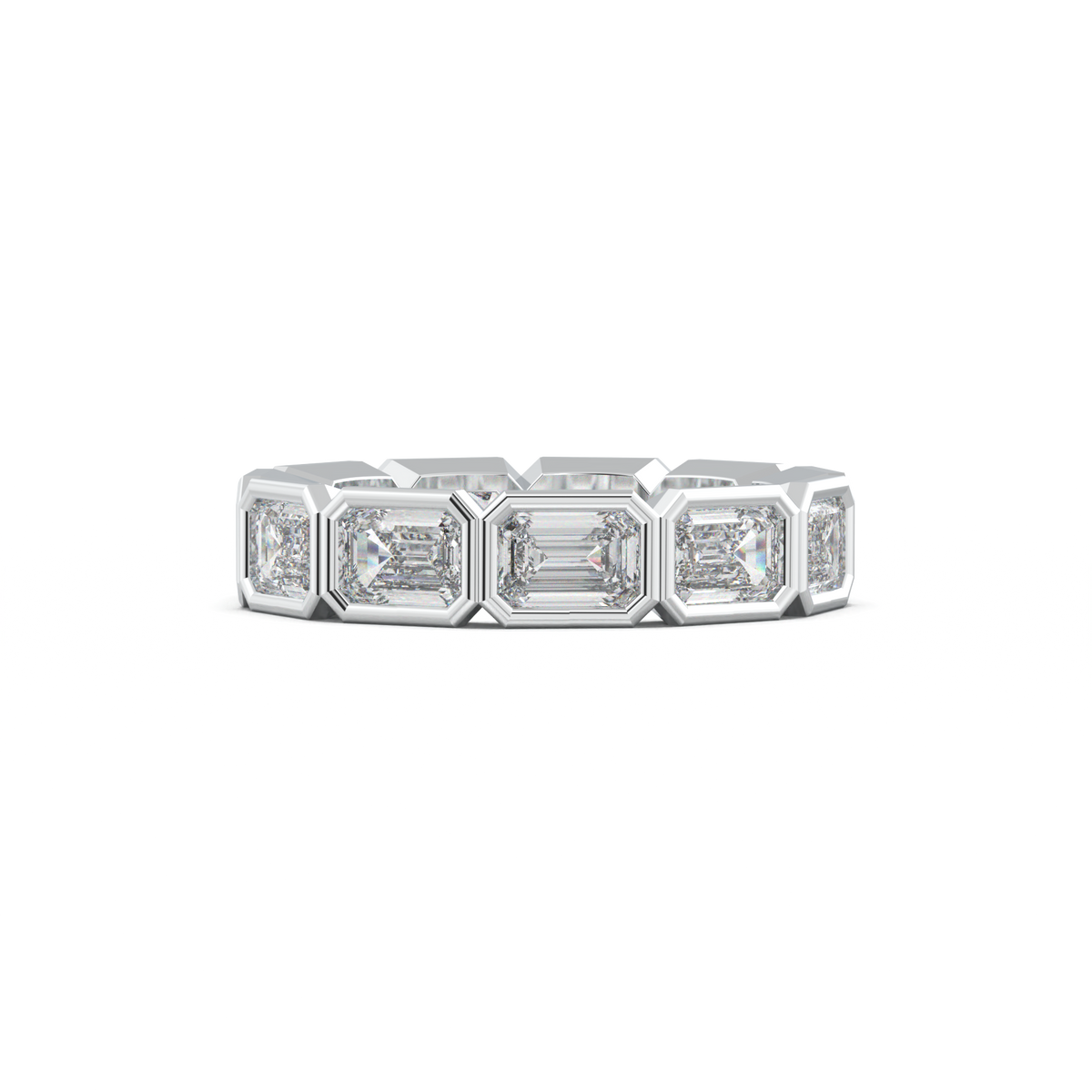 Emerald-Cut Bezel-Style Eternity Wedding Band
