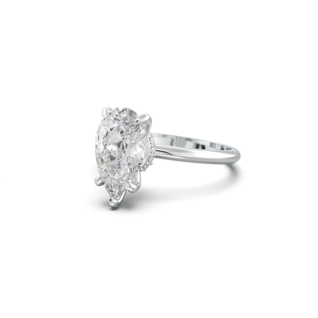 Pear Hidden Halo Engagement Ring