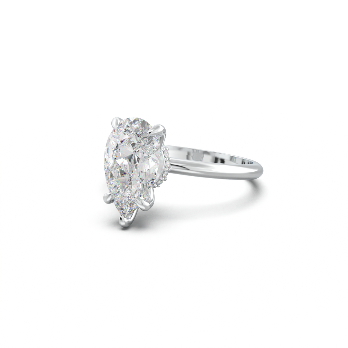 Pear Hidden Halo Engagement Ring