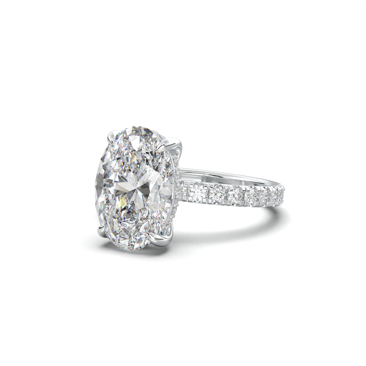 Oval Pavé Hidden Halo Engagement Ring