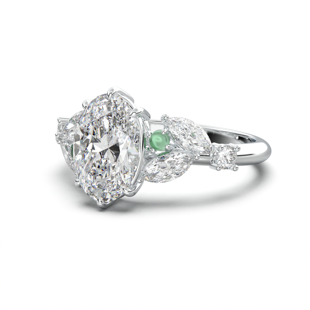 Oval Marquise-Accent Engagement Ring