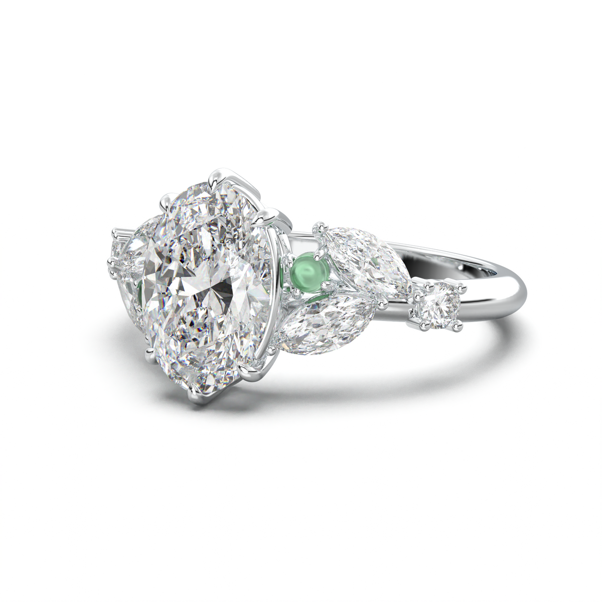 Oval Marquise-Accent Engagement Ring