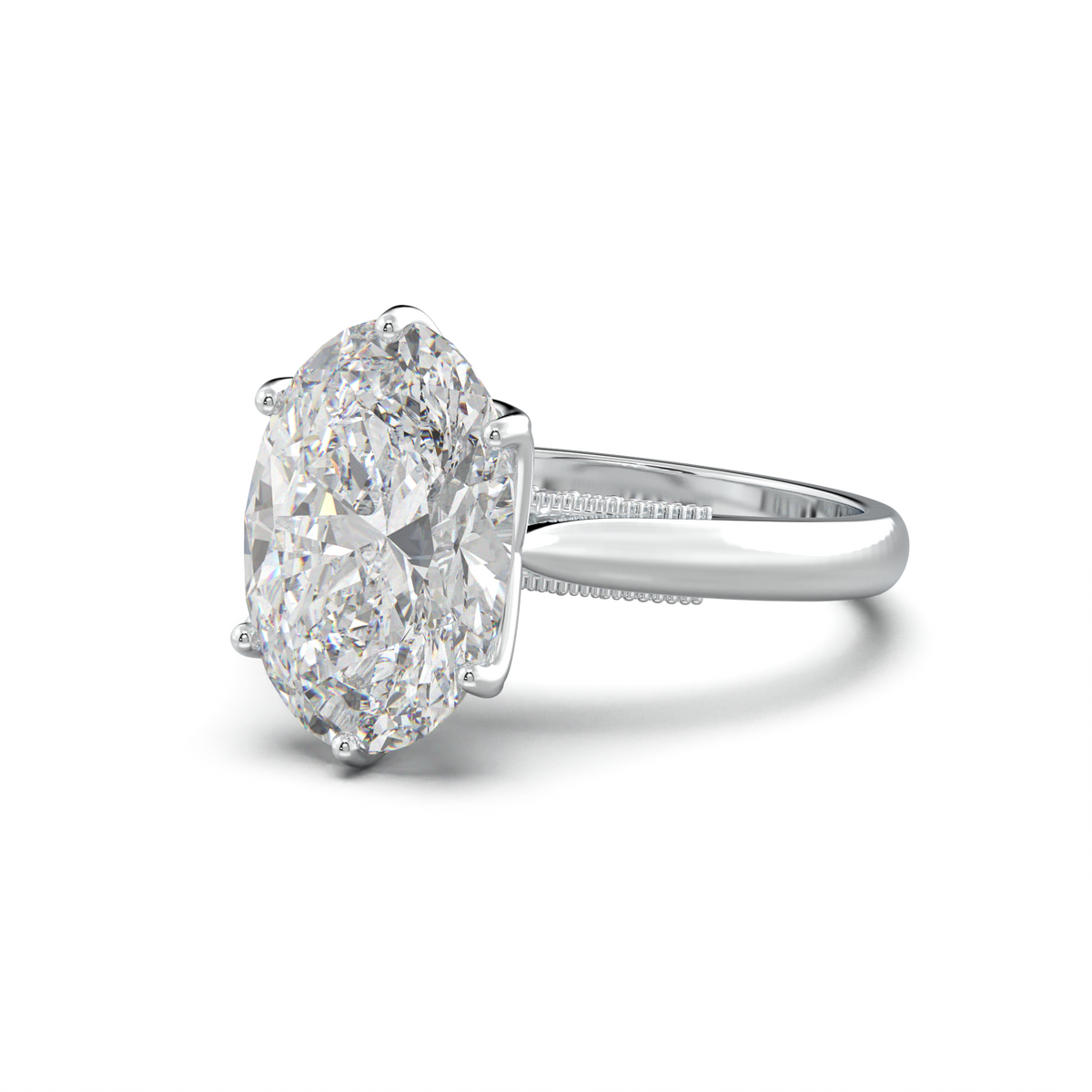 Oval Tulip Setting Hidden bridge Halo Engagement Ring