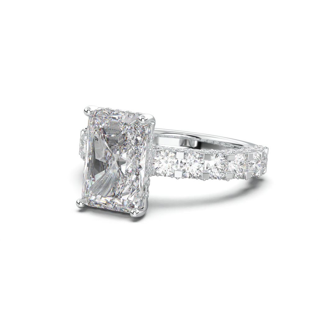 Radiant Diamond Band Engagement Ring