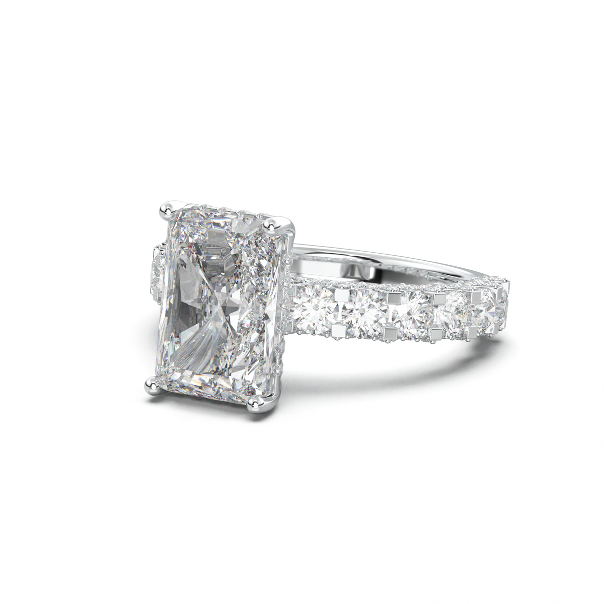 Radiant Diamond Band Engagement Ring