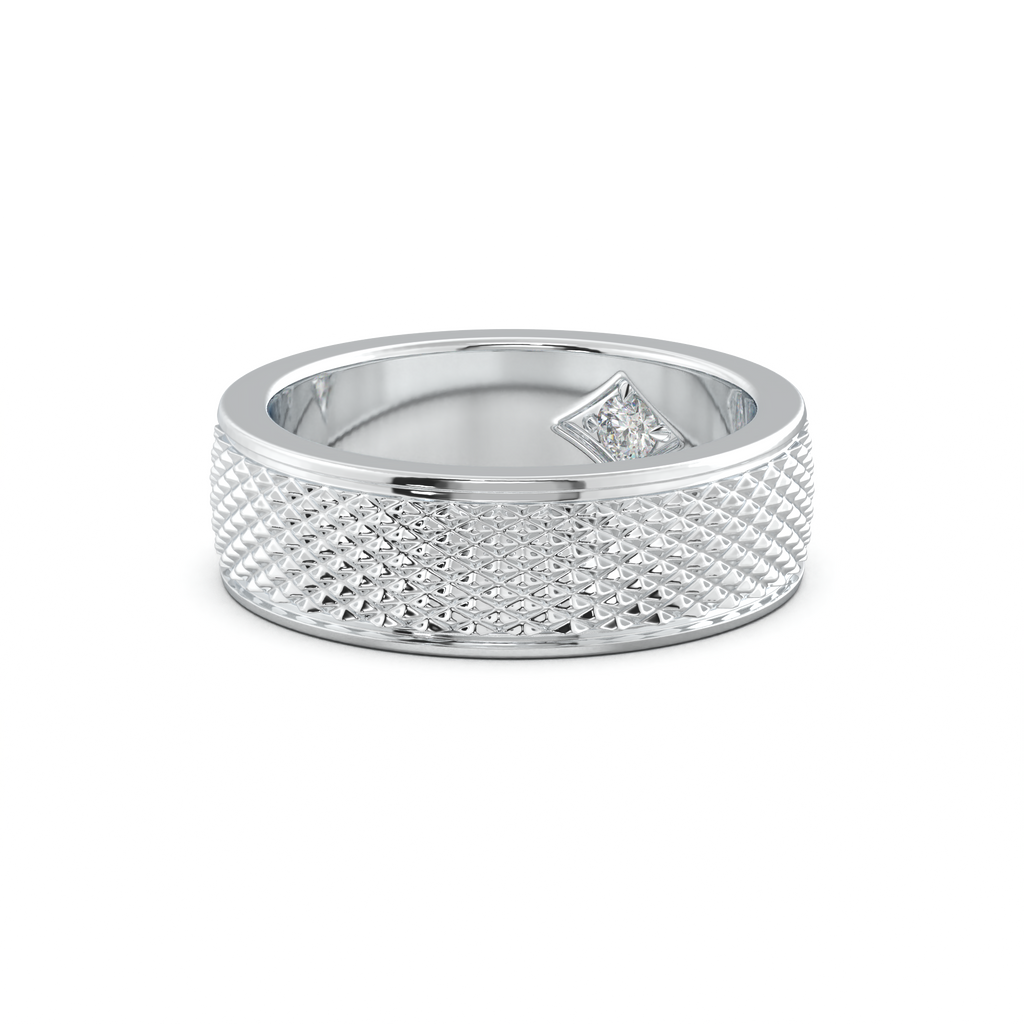 Diamond-Cut Textured Men's Wedding Band