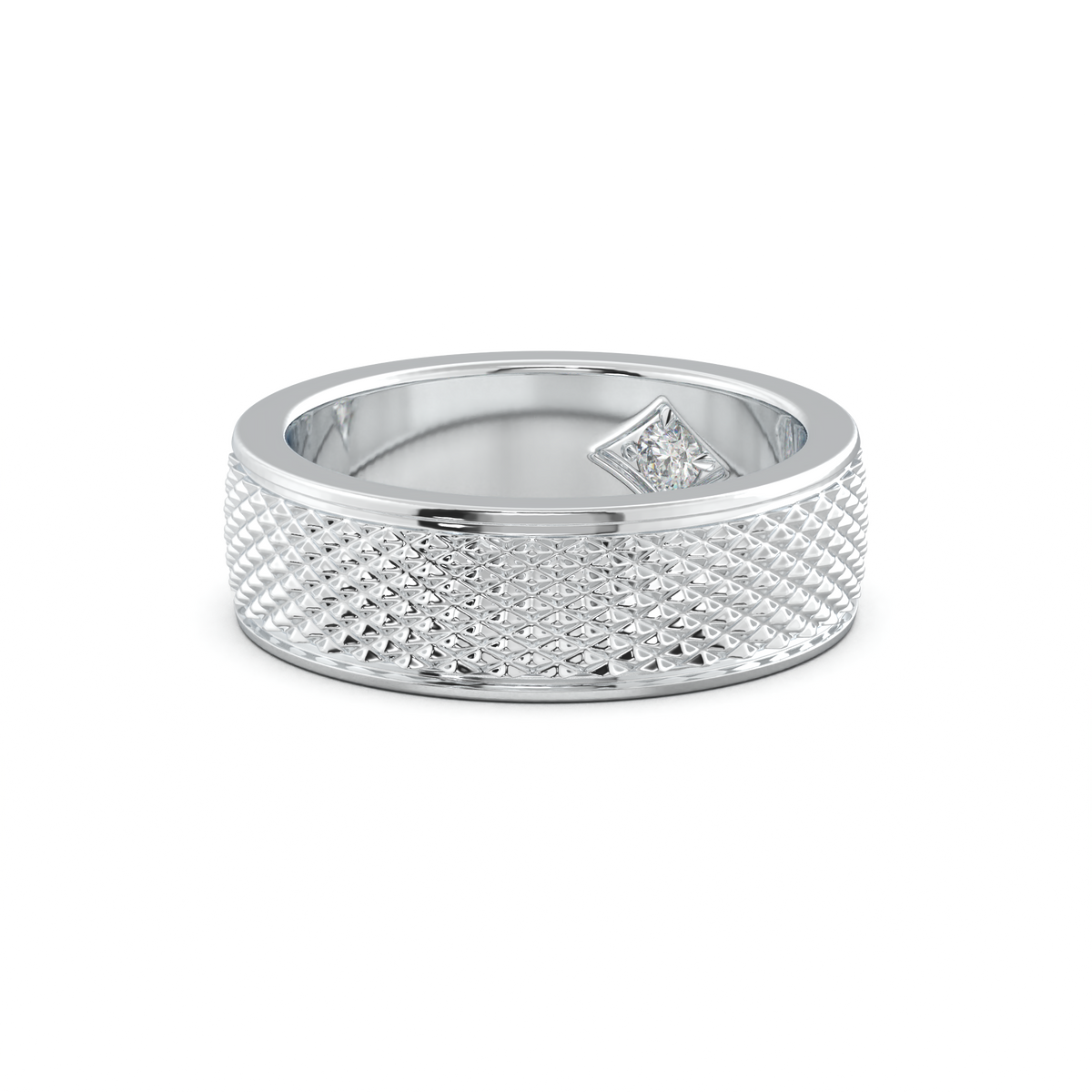Diamond-Cut Textured Men's Wedding Band