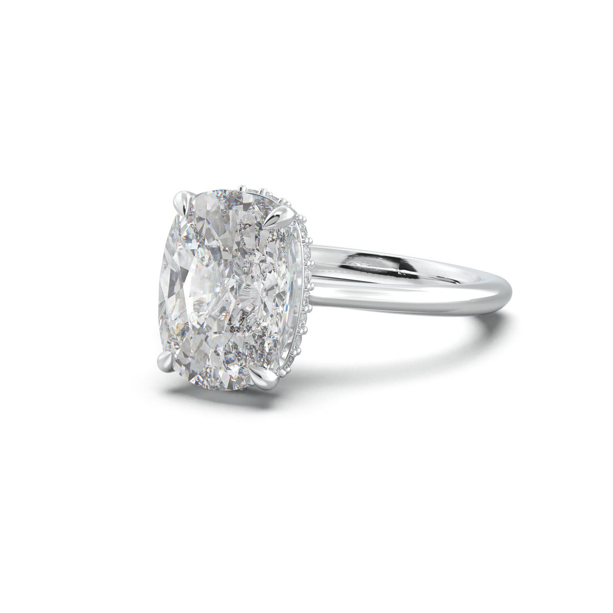 Cushion Hidden Halo Engagement Ring