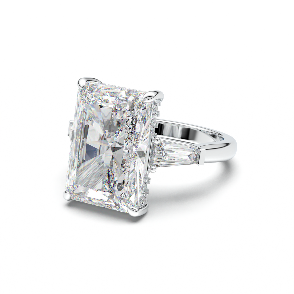 Radiant Baguette Hidden Halo Engagement Ring