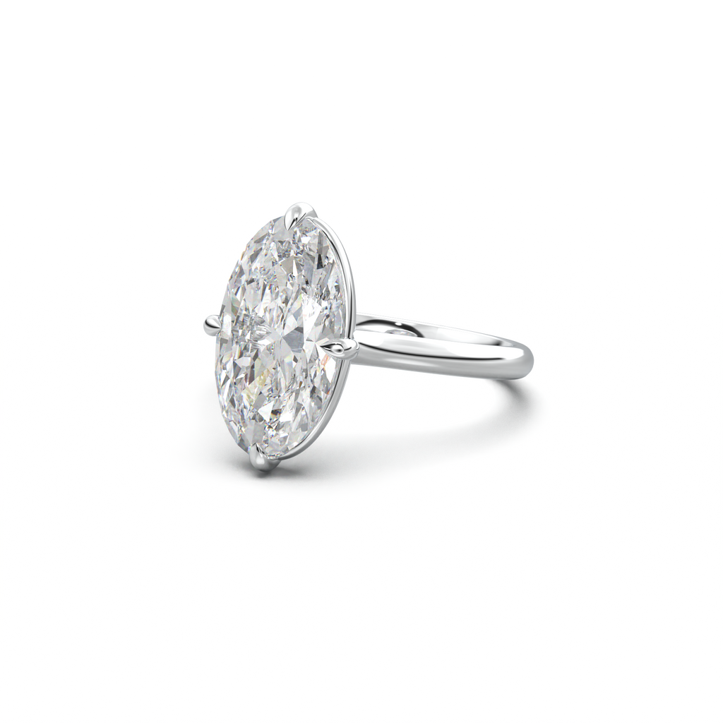 Elongated Moval Solitaire Engagement Ring