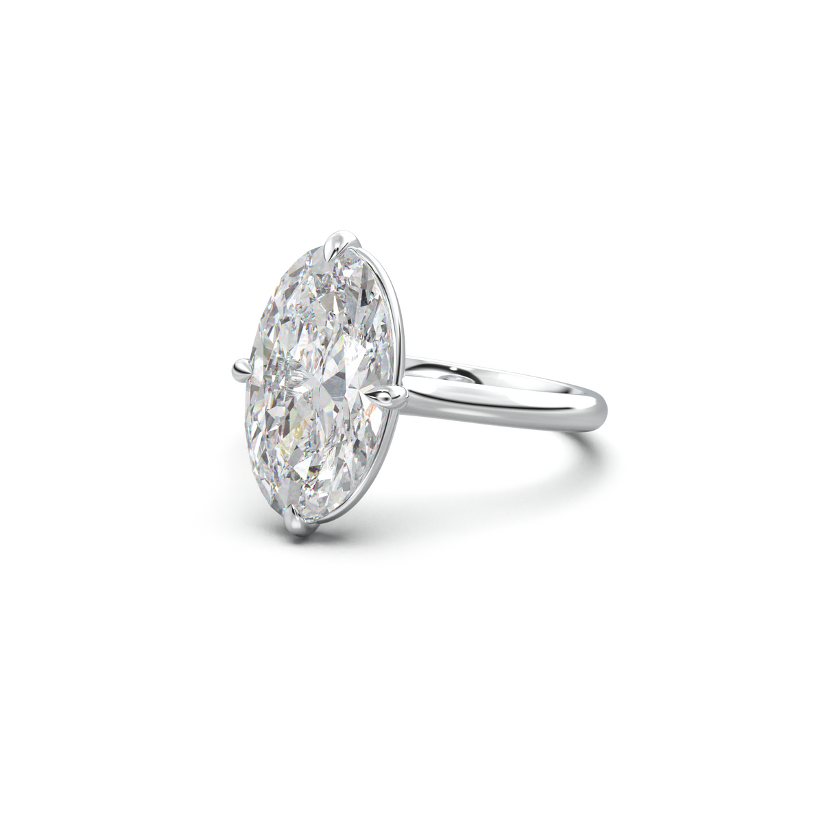 Elongated Moval Solitaire Engagement Ring