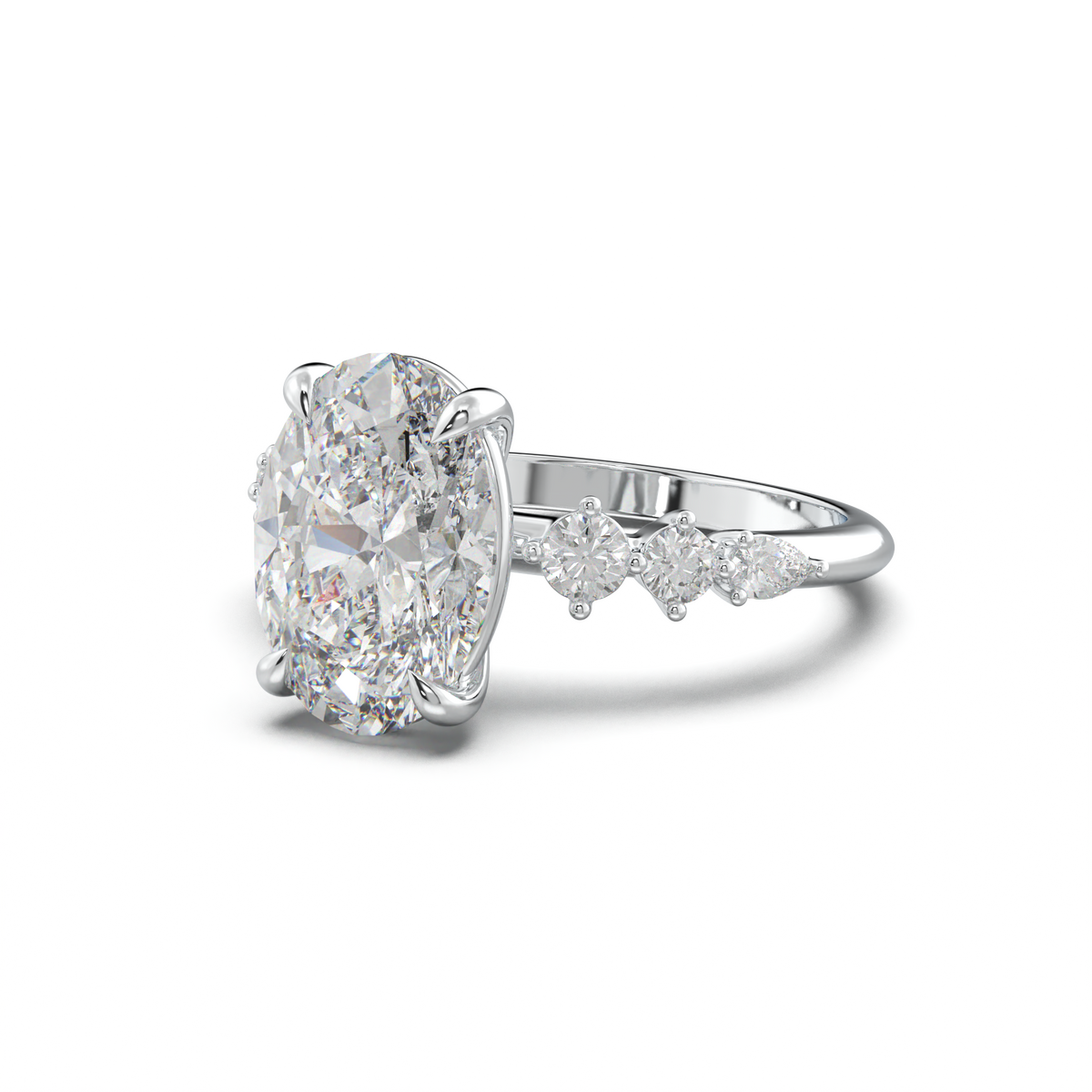 Oval Pear-Accent Engagement Ring