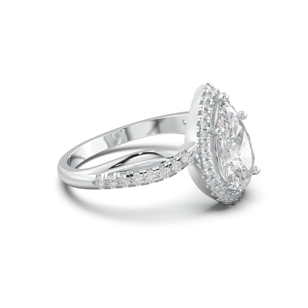 Pear Halo Twisted Pavé Engagement Ring