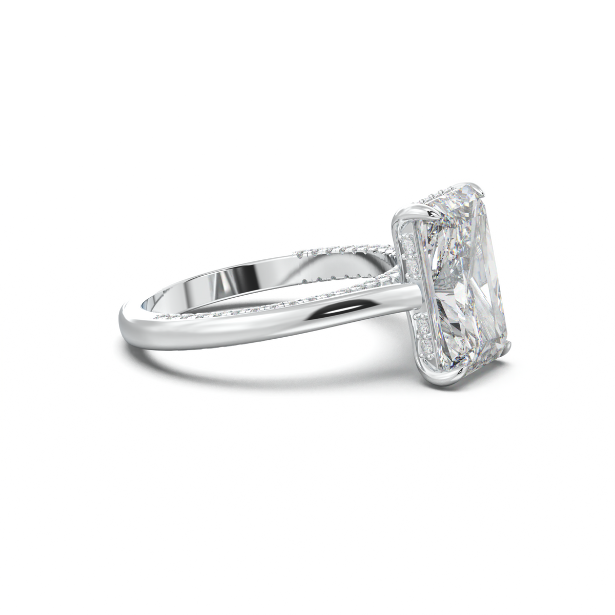 Radiant Pavé Hidden Halo Engagement Ring