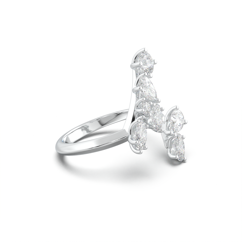 Asymmetric Mixed-Shape Diamond & Peridot Ring