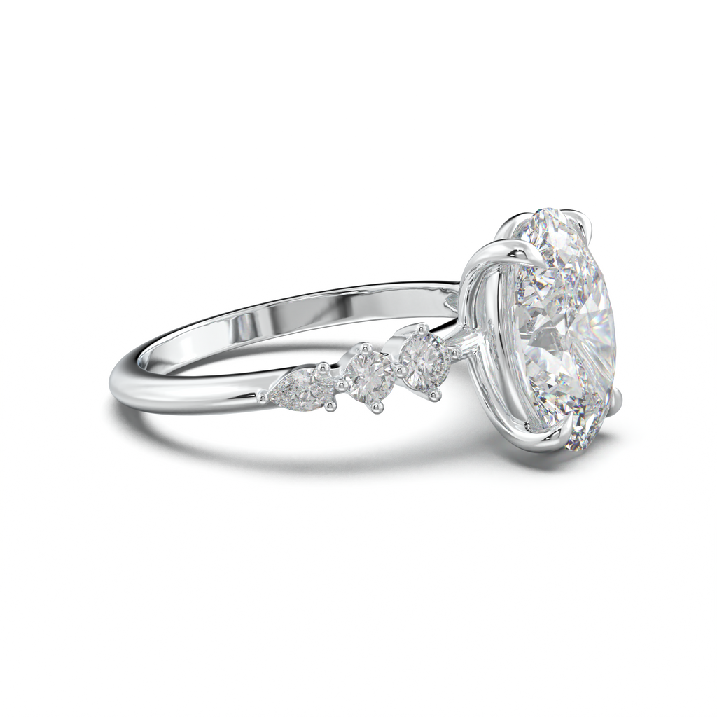 Oval Pear-Accent Engagement Ring