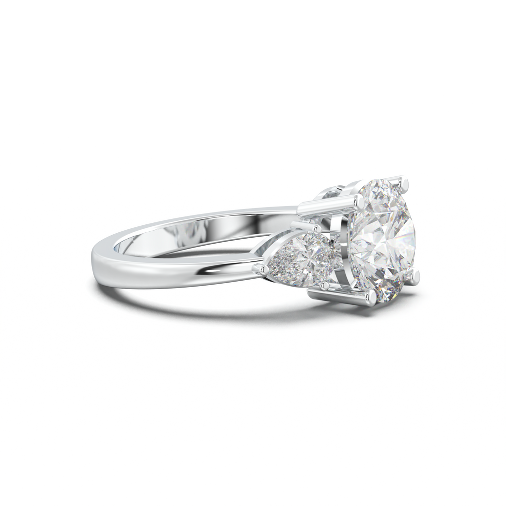 Round Pear Three-Stone Engagement Ring