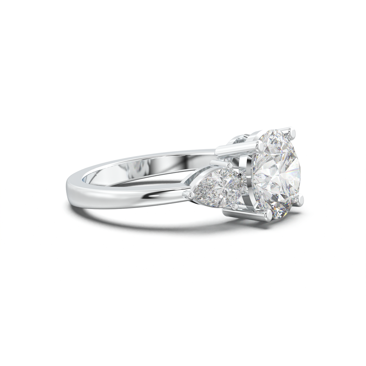 Round Pear Three-Stone Engagement Ring