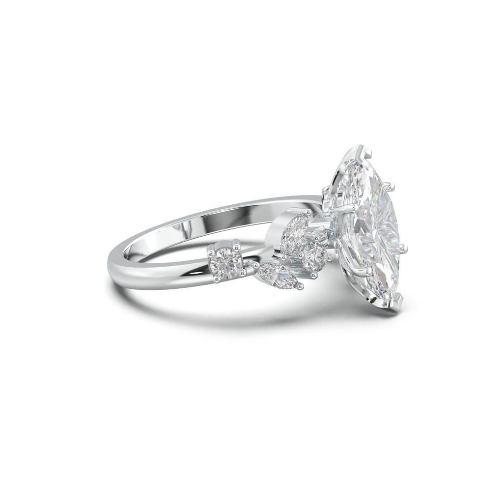 Marquise Mixed Side-Stone Engagement Ring