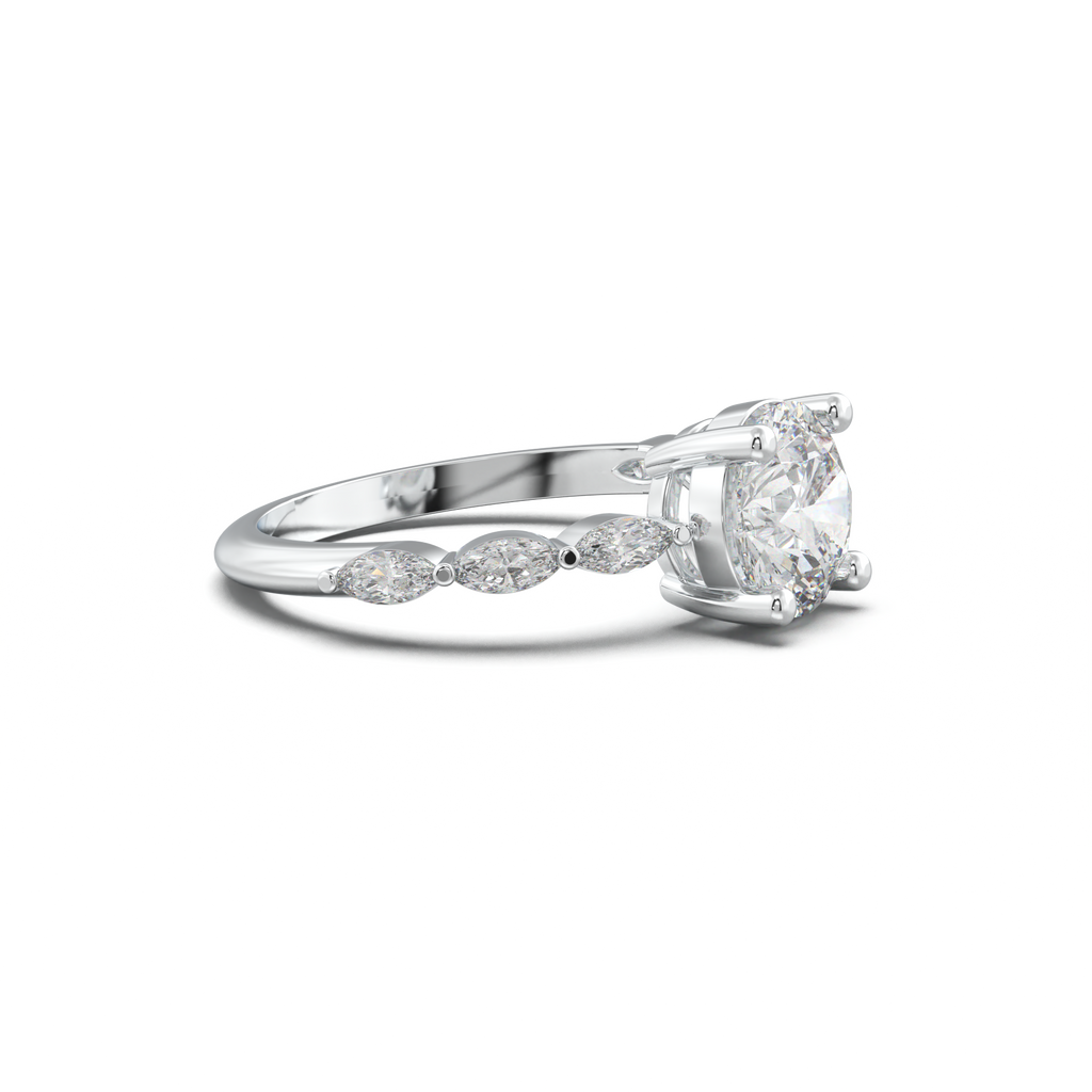 Round Marquise Side-Stone Engagement Ring