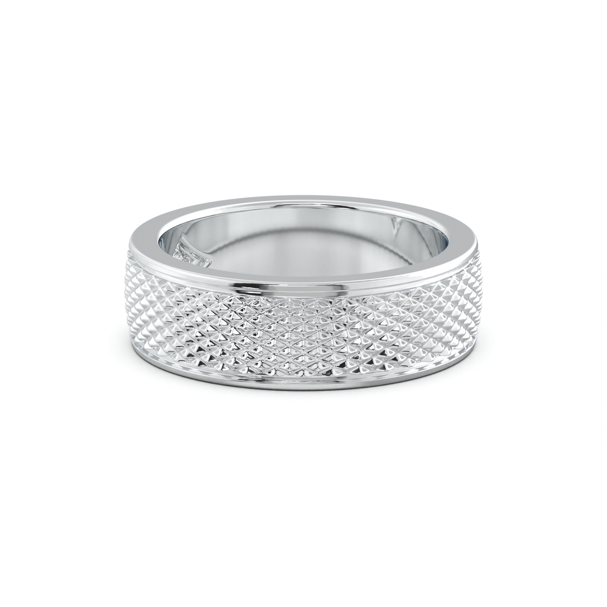 Diamond-Cut Textured Men's Wedding Band