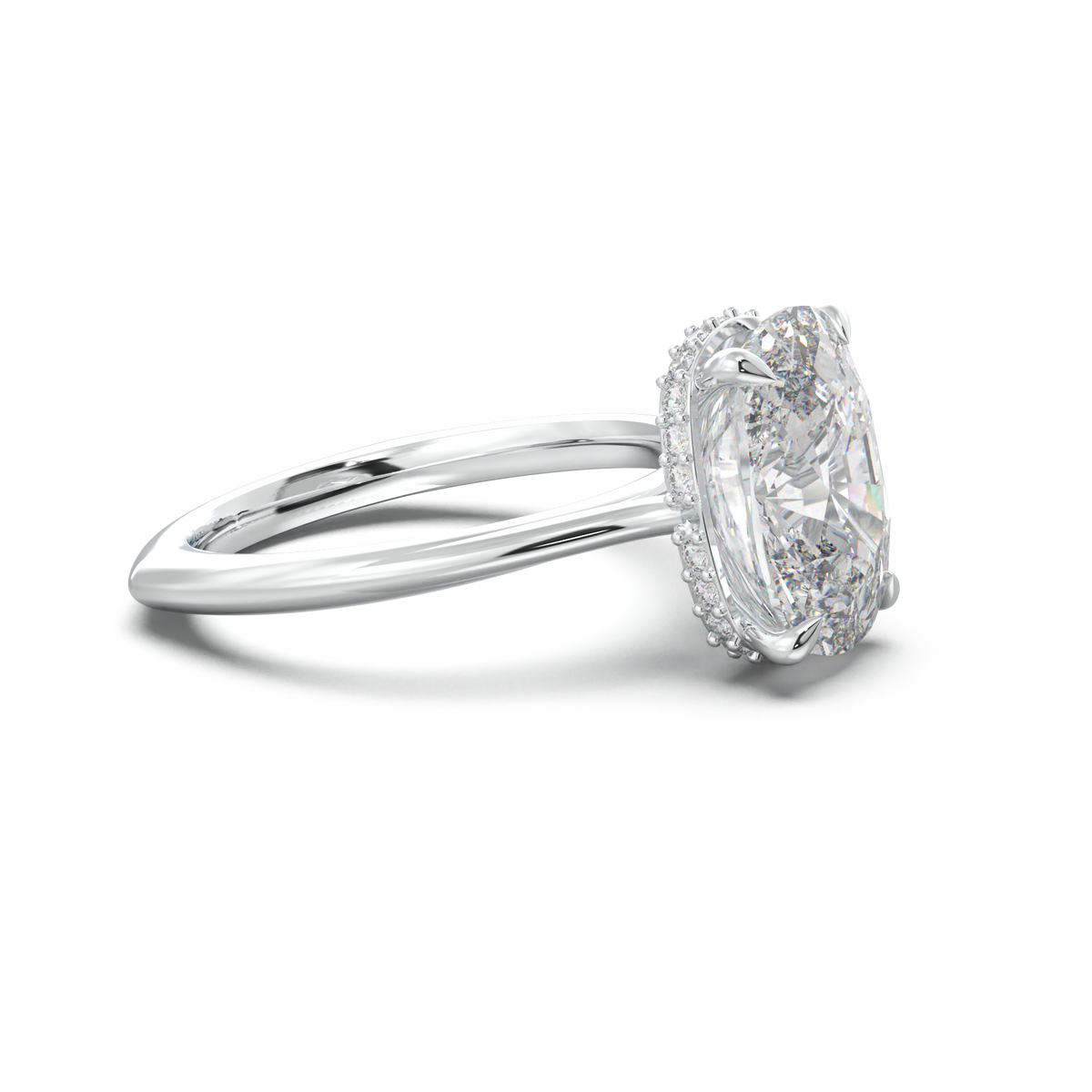Cushion Hidden Halo Engagement Ring