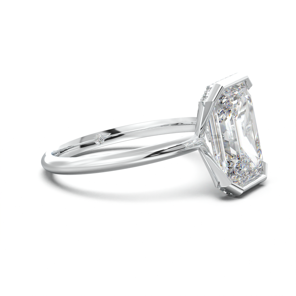 Emerald Hidden Halo Engagement Ring