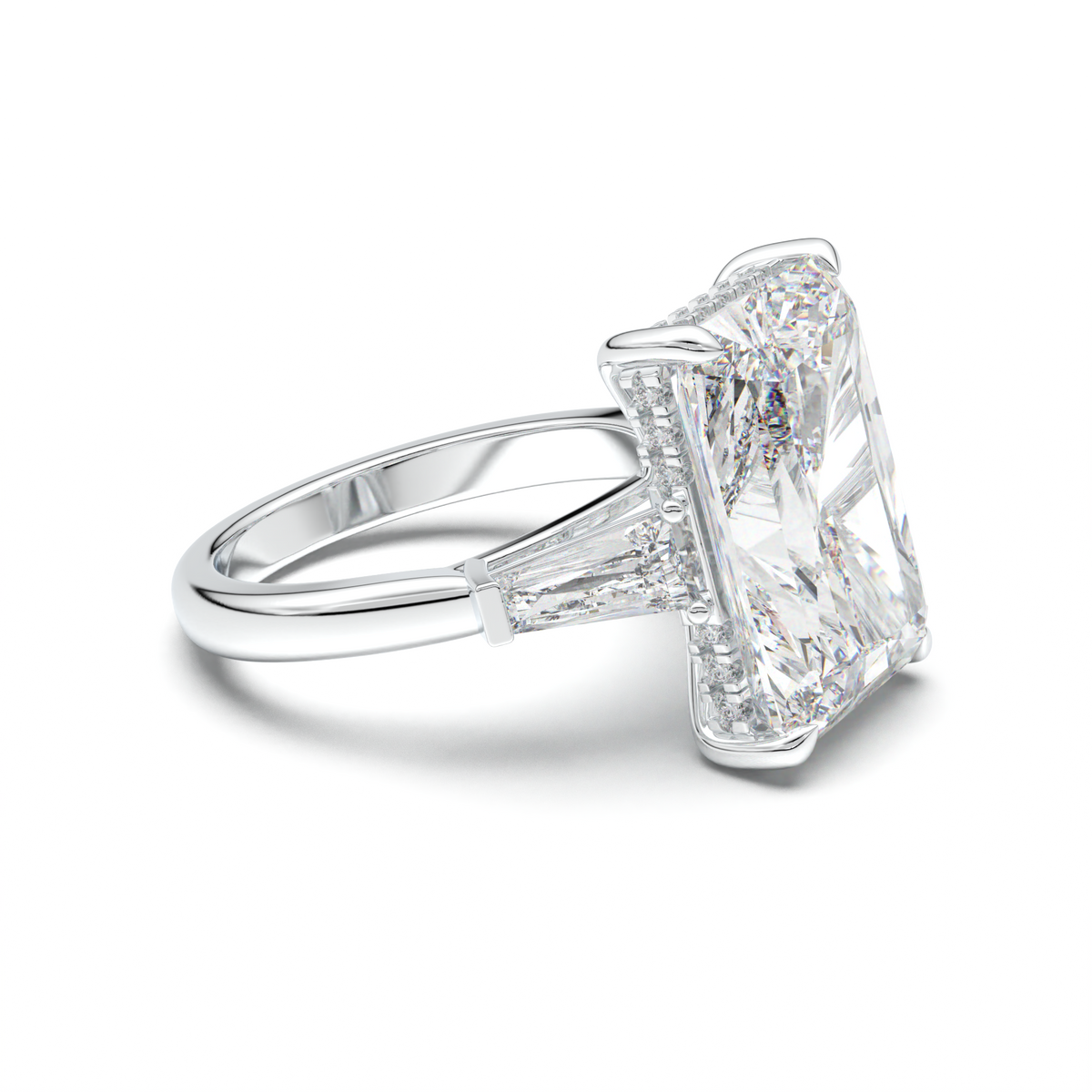 Radiant Baguette Hidden Halo Engagement Ring