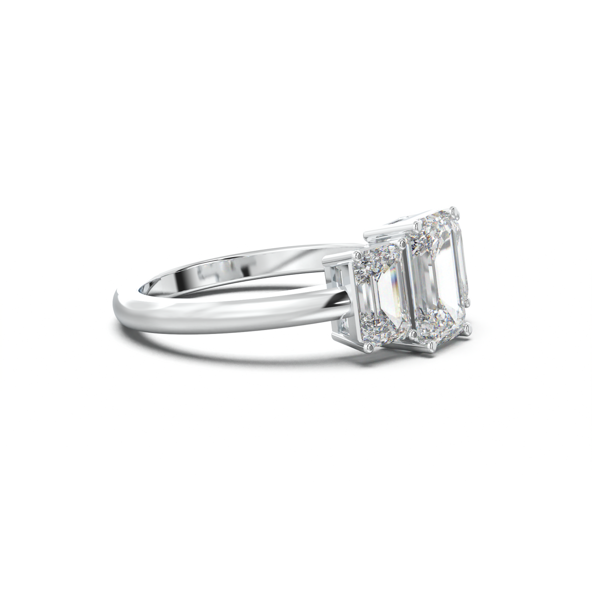 Emerald Three-Stone Engagement Ring
