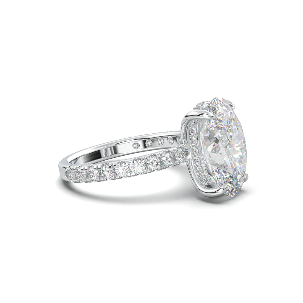 Cushion Hidden Halo Pavé Engagement Ring