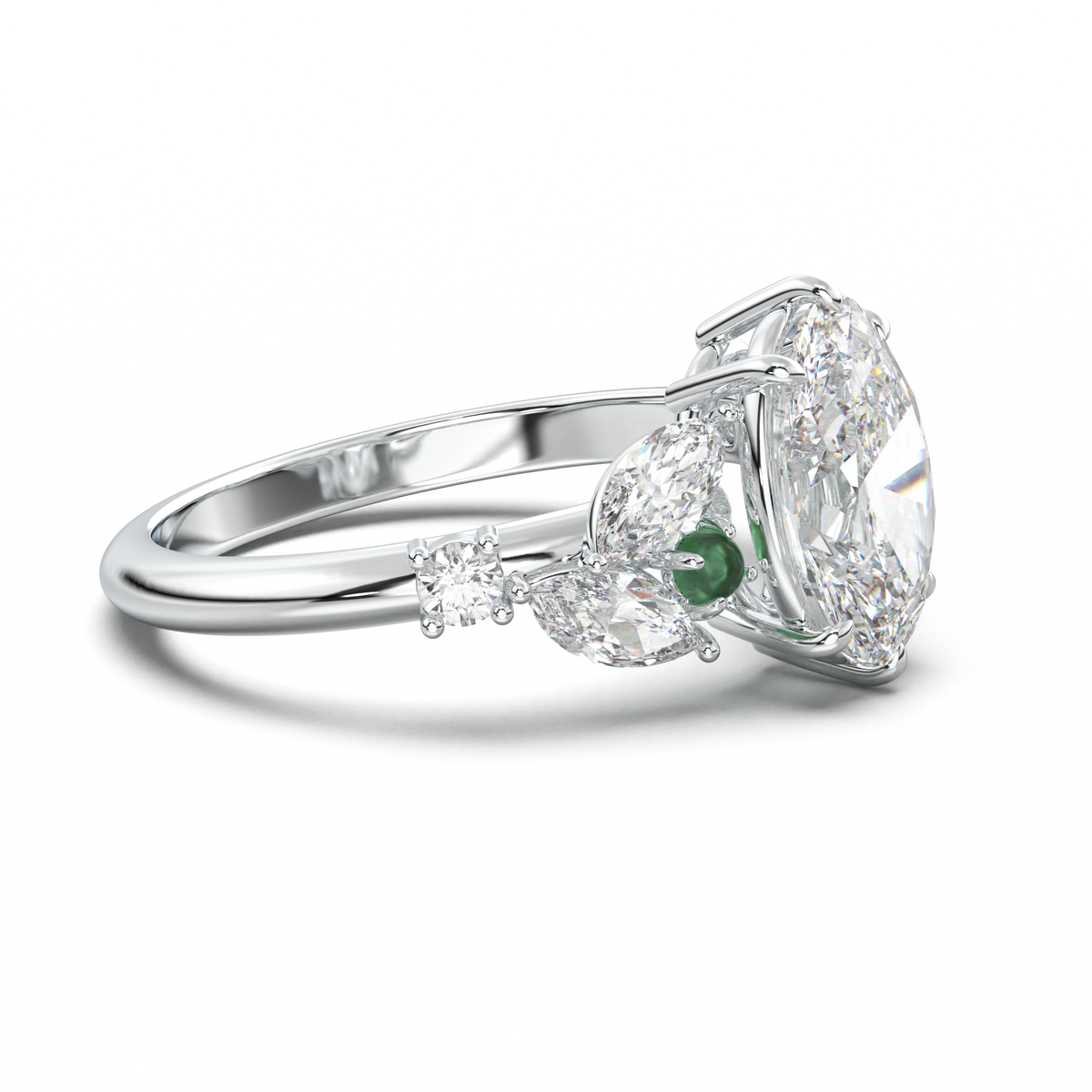 Oval Marquise-Accent Engagement Ring