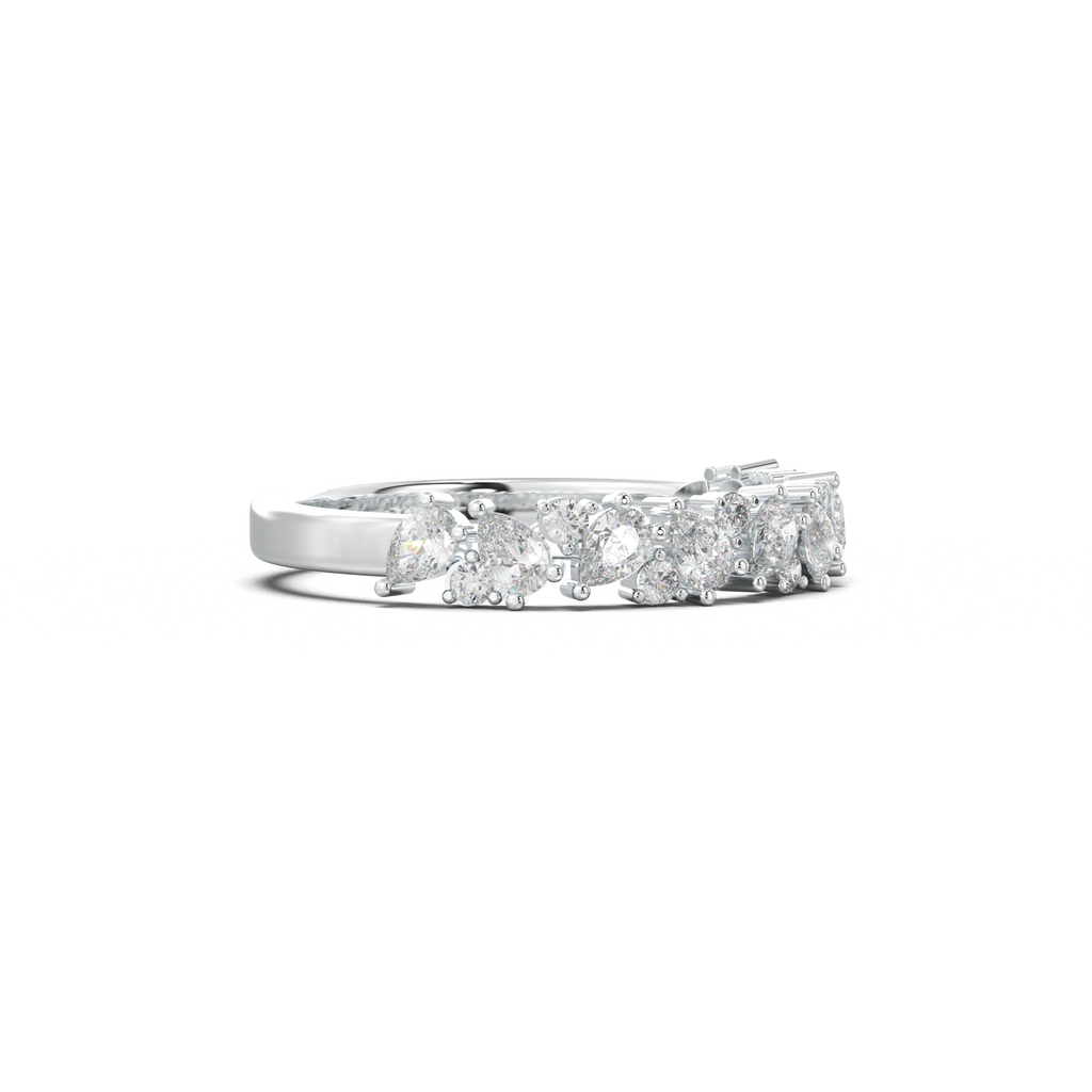 Alternating Pear & Round Half-Eternity Wedding Band