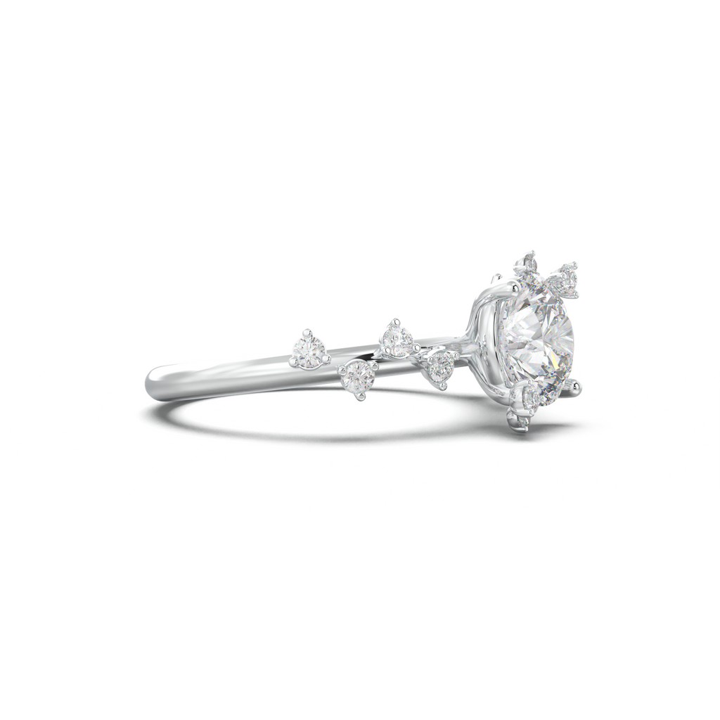 Round Botanical Accent Engagement Ring