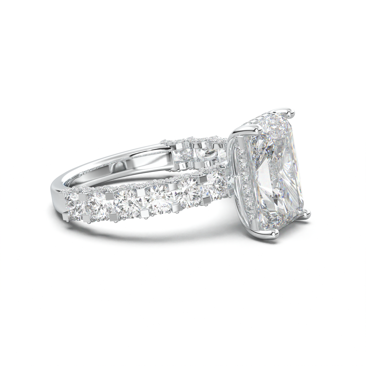 Radiant Diamond Band Engagement Ring