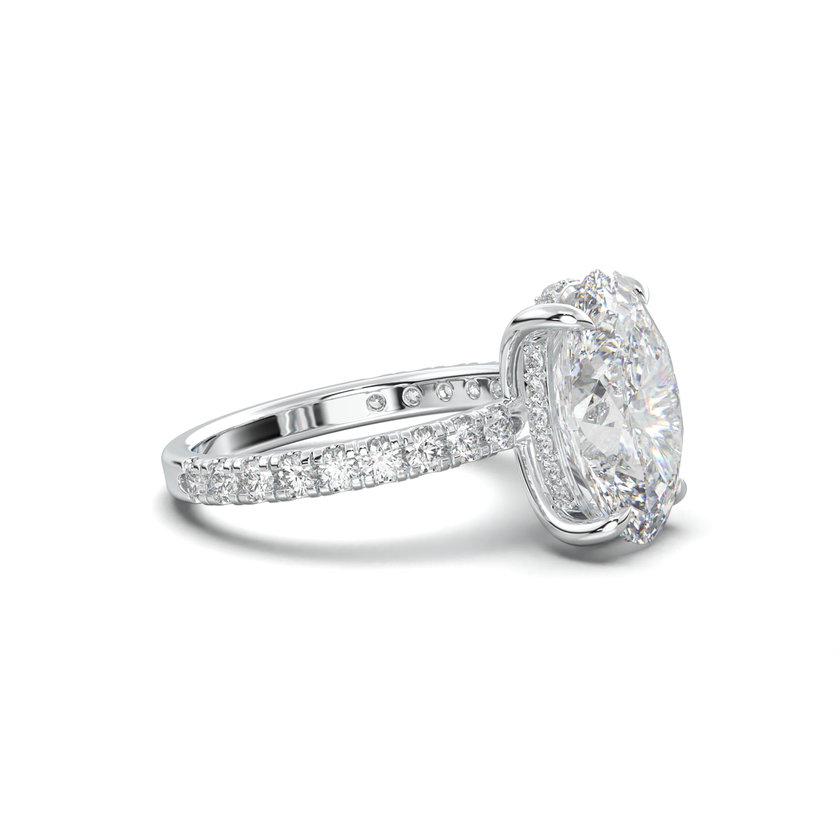 Oval Pavé Hidden Halo Engagement Ring