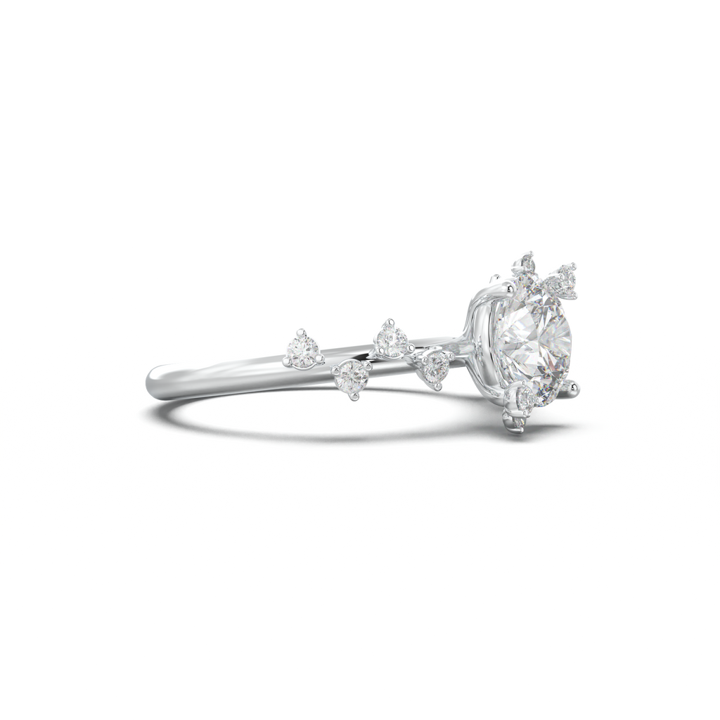 Round Botanical Accent Engagement Ring
