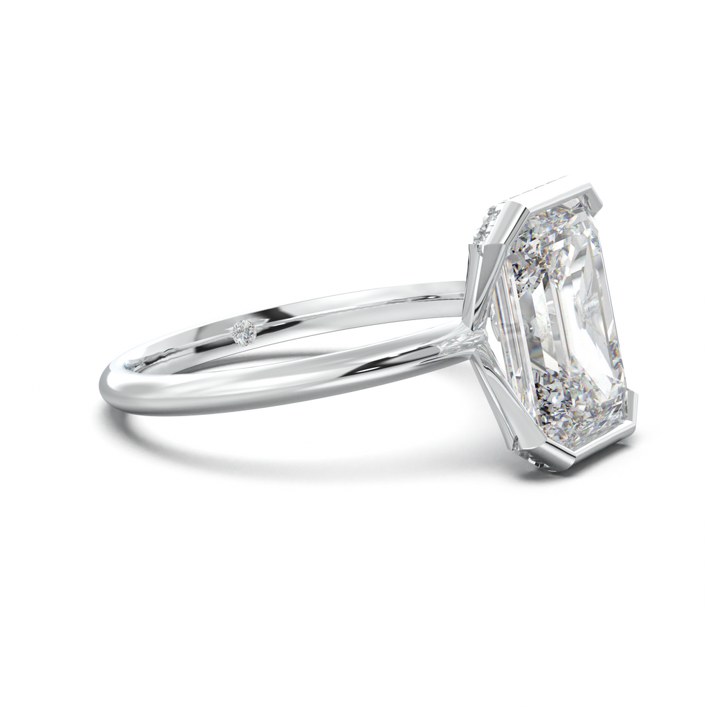 Emerald Hidden Halo Engagement Ring